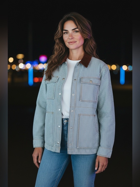 Universal Thread Jackets & Blazers - Universal Thread Women’s Oversized striped blue Denim Jacket NEW